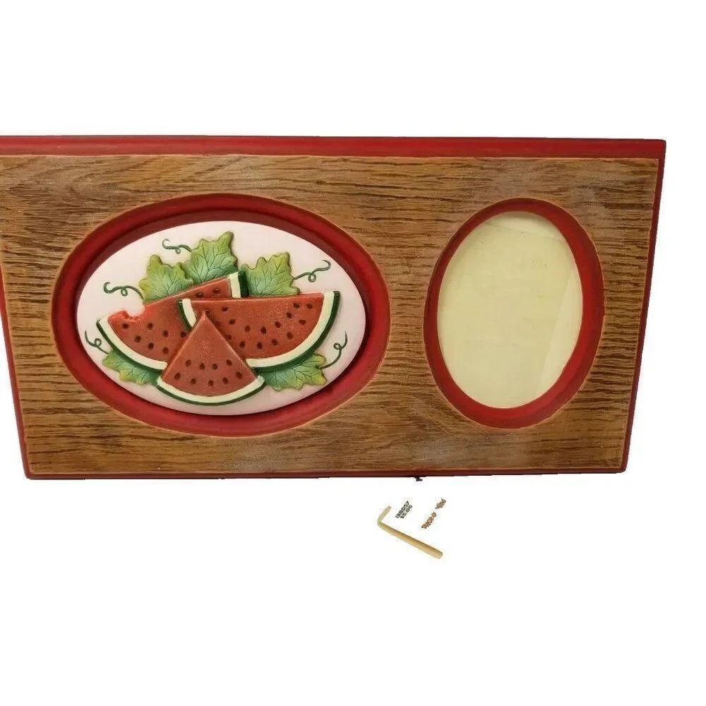 Handmade Ceramic Red Photo Frame Easel Watermelon Disk Interchangeable